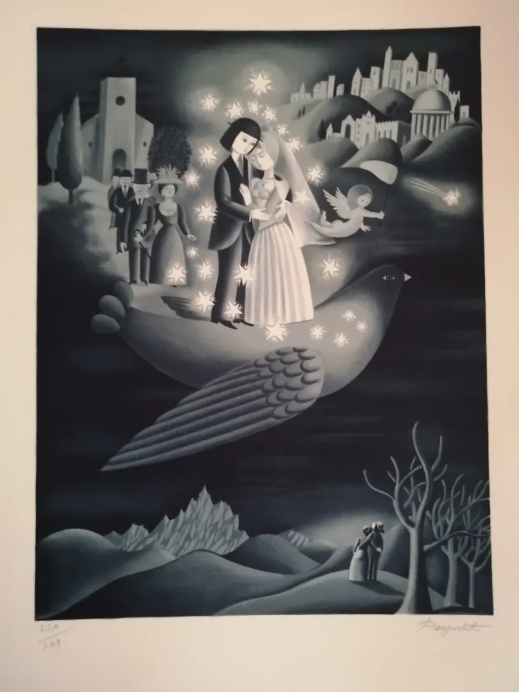 Lithograph Peynet - Les étoiles