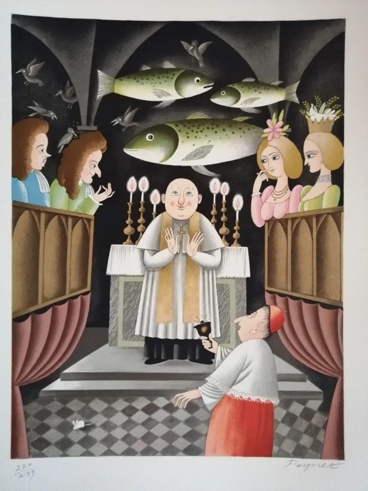 Lithograph Peynet - Trois Messes basses