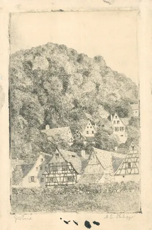 Etching Philipp - Fränk.  Dorf Eggloffstein