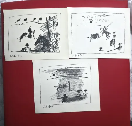 Lithograph Picasso - A Los Toros Avec Picasso- 3 plates