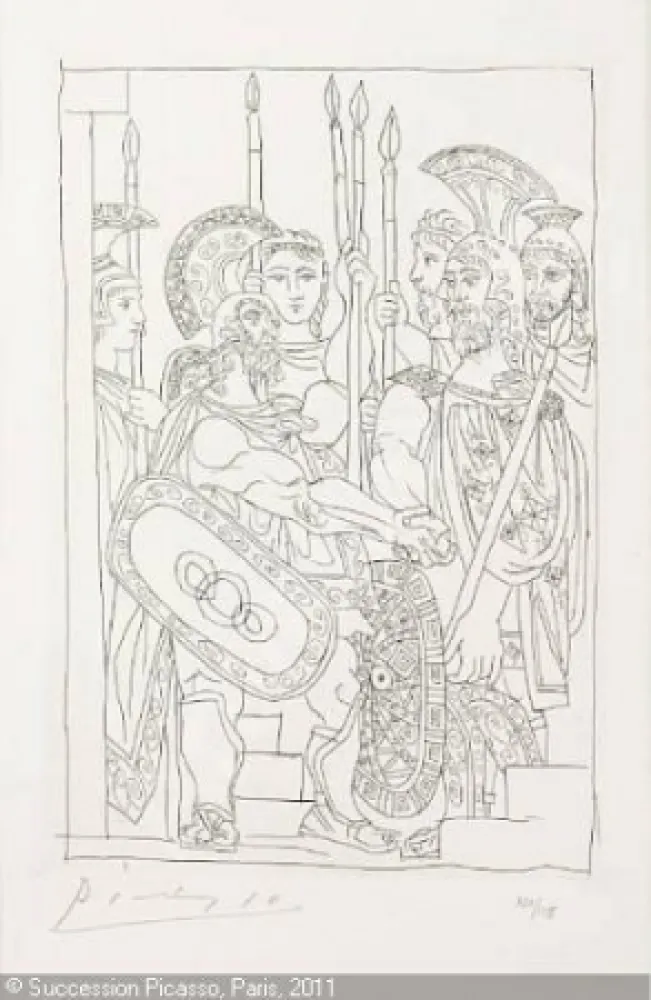 Etching Picasso - Accord Entre les Guerriers de Sparte et d'Athens