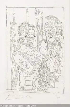 Etching Picasso - Accord Entre les Guerriers de Sparte et d'Athens