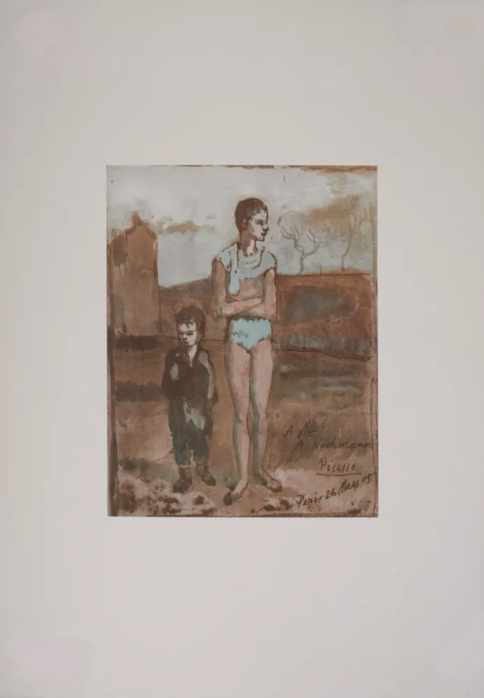 Lithograph Picasso (After) - Arlequin et garçon, 1946