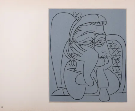 Linocut Picasso (After) - Femme accoudée, 1962