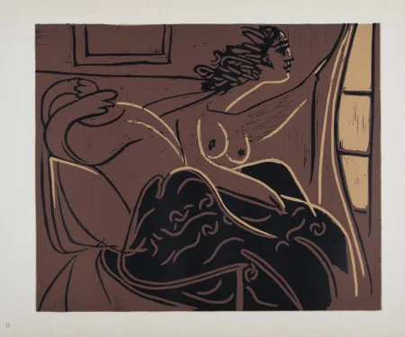 Linocut Picasso (After) - Femmes regardant par la fenêtre, 1962