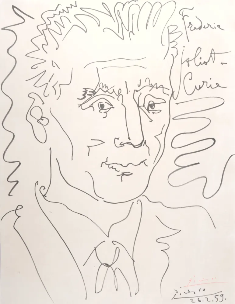 Lithograph Picasso (After) - Portrait de Frédéric Joliot-Curie, 1959