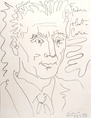 Lithograph Picasso (After) - Portrait de Frédéric Joliot-Curie, 1959