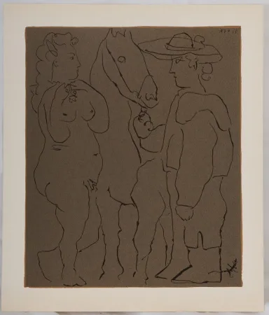 Linocut Picasso - Amoureux et cheval
