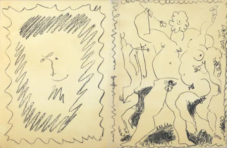 Lithograph Picasso - Bacchanale & Satyre, 1956