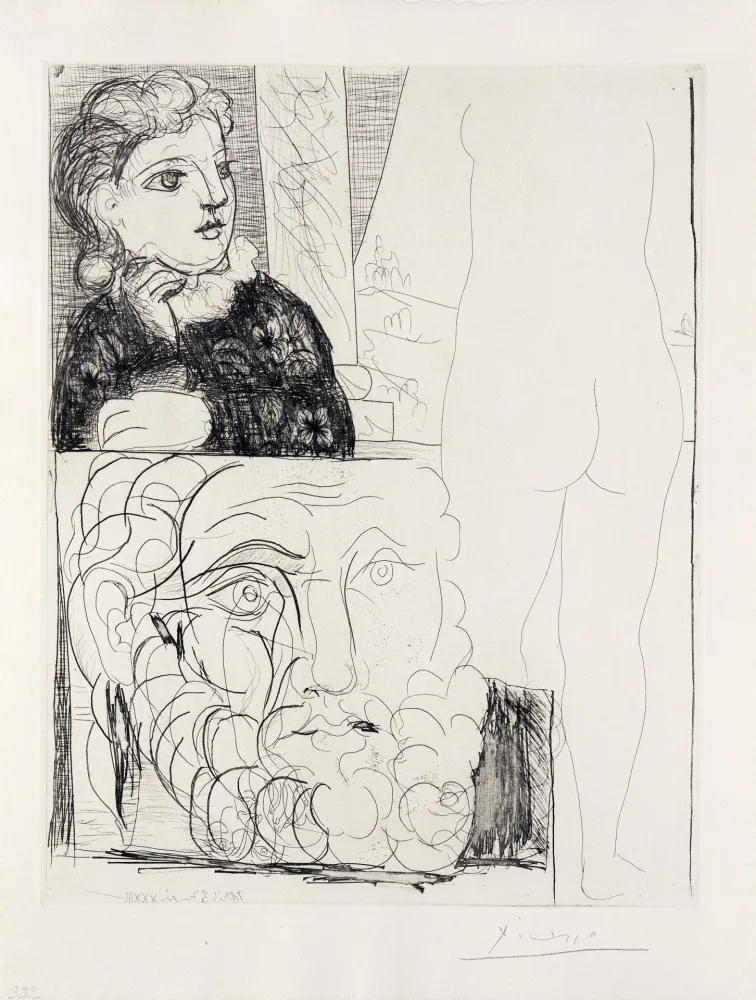 Etching Picasso - Bonne dans l'atelier de sculpture