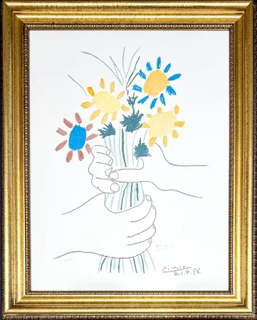Lithograph Picasso - Bouquet de Fleurs