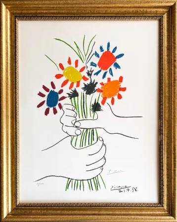 Lithograph Picasso - Bouquet de Fleurs