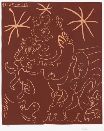 Linocut Picasso - Carnaval (Carnival), 1967
