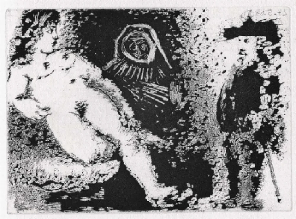 Aquatint Picasso - Célestine, Fille et vieux client