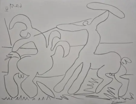 Lithograph Picasso - Combat de centaures IV