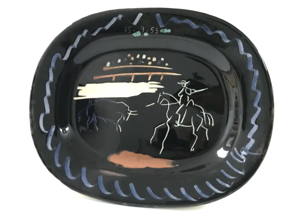 Ceramic Picasso - Corrida sur fond noir 