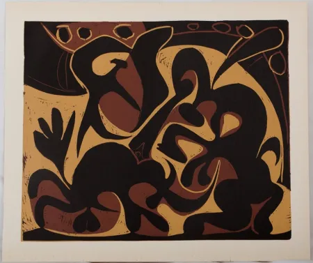 Linocut Picasso - Dans l'arène