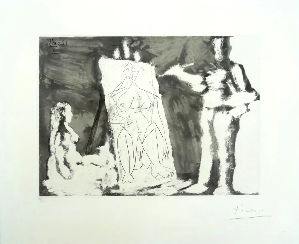 Aquatint Picasso - Dans l'atelier