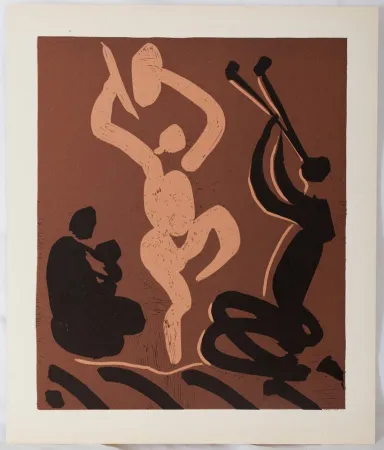 Linocut Picasso - Danseurs et musiciens