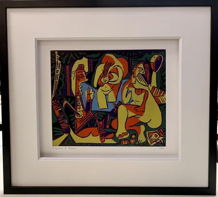 Linocut Picasso - Déjeuner sur l’herbe