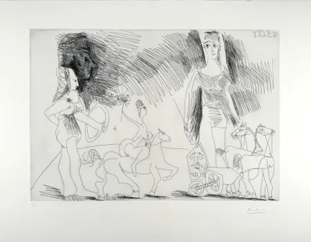 Engraving Picasso - Écuyères et jongleuse (pl. 2 de la Série 347) 
