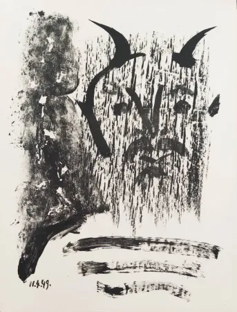 Lithograph Picasso - Élégie d'Ihpetonga, Masks of Ashes, Planche III