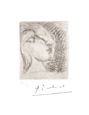 Etching Picasso - ête de femme tournée à droite