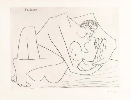Engraving Picasso - Etreinte III