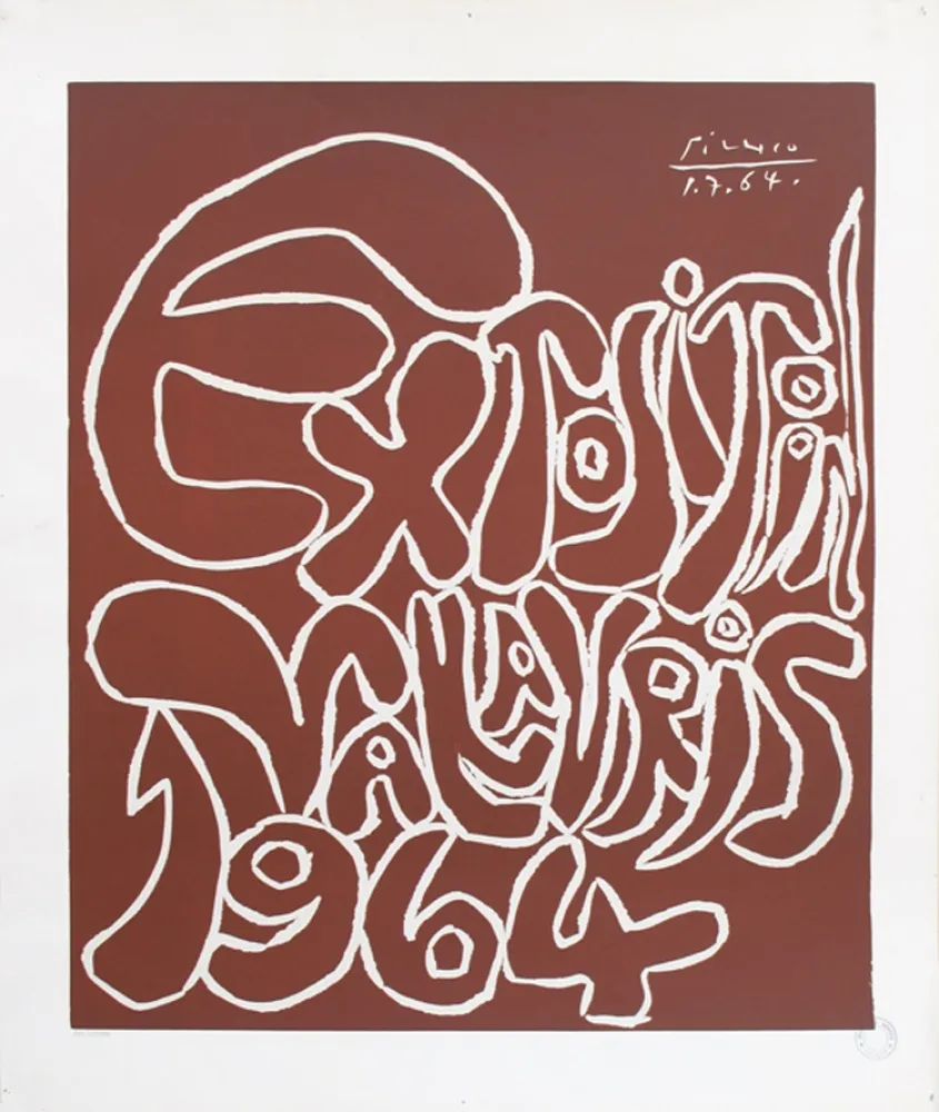 Linocut Picasso - '' Exposition Vallauris 1964 ''