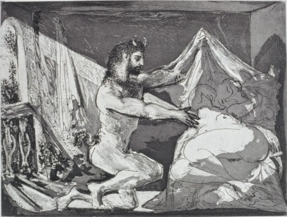 Etching And Aquatint Picasso - Faune dévoilant une femme