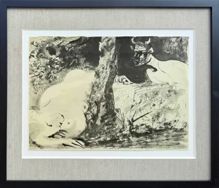 Lithograph Picasso - Faune et fuemme nue