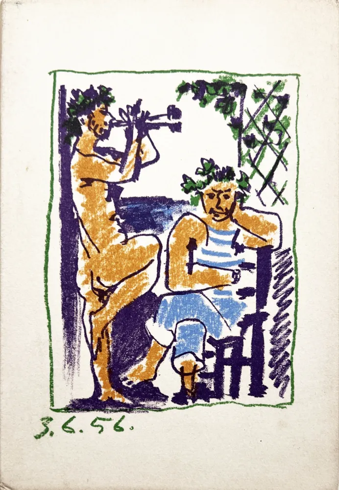 Lithograph Picasso - FAUNE ET MARIN. Méditerranée. Lithographie Originale et catalogue (1956)
