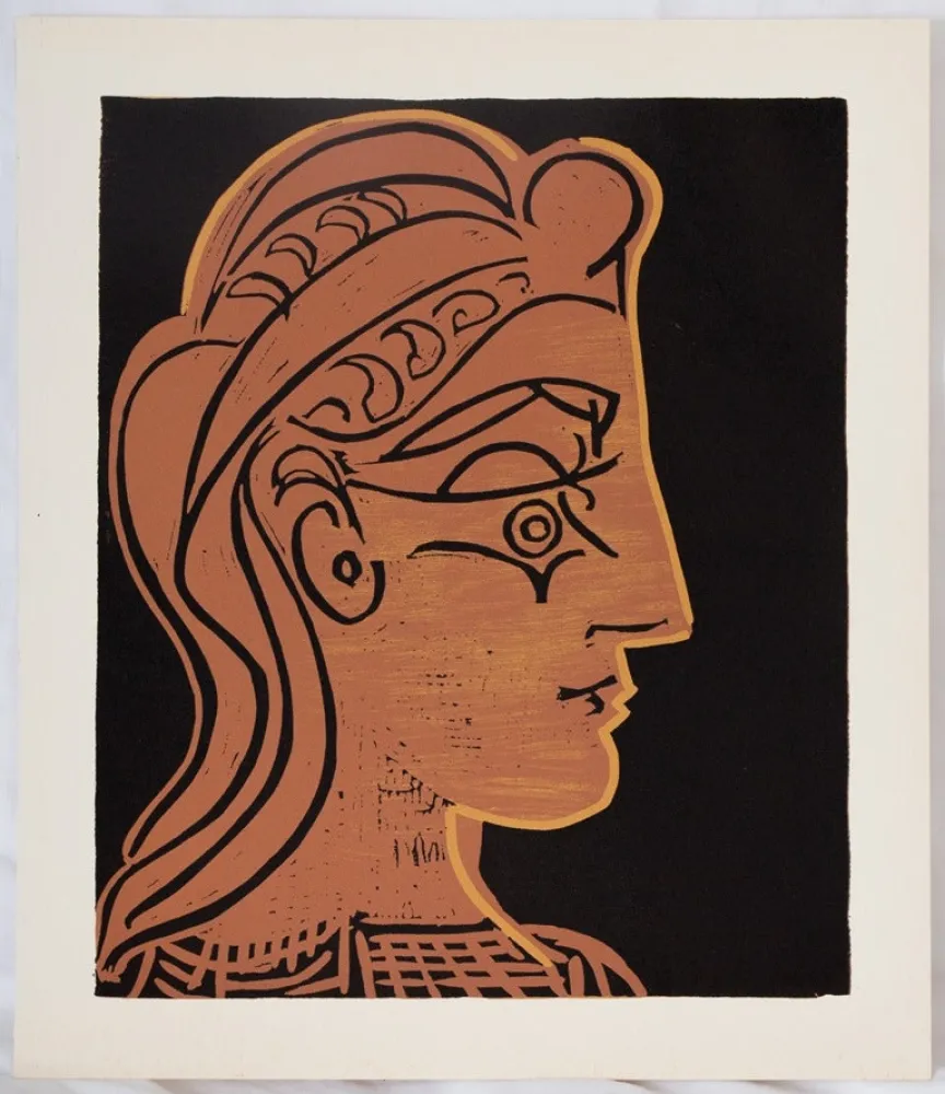 Linocut Picasso - Femme de profil