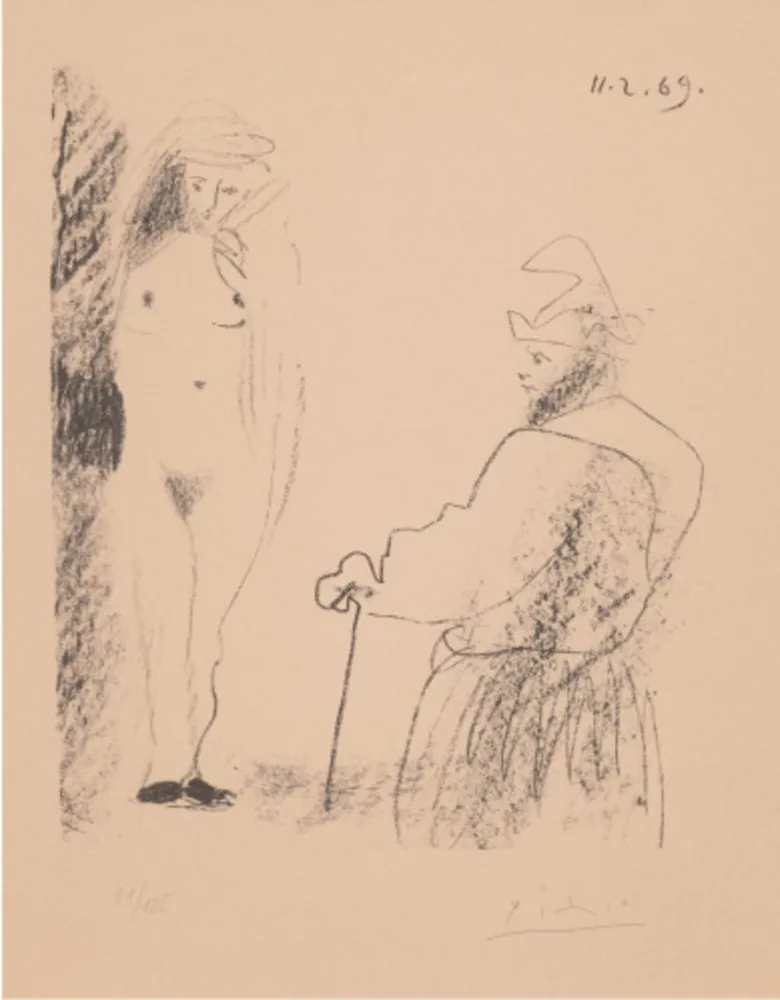 Lithograph Picasso - Femme Nue et Homme à la Canne