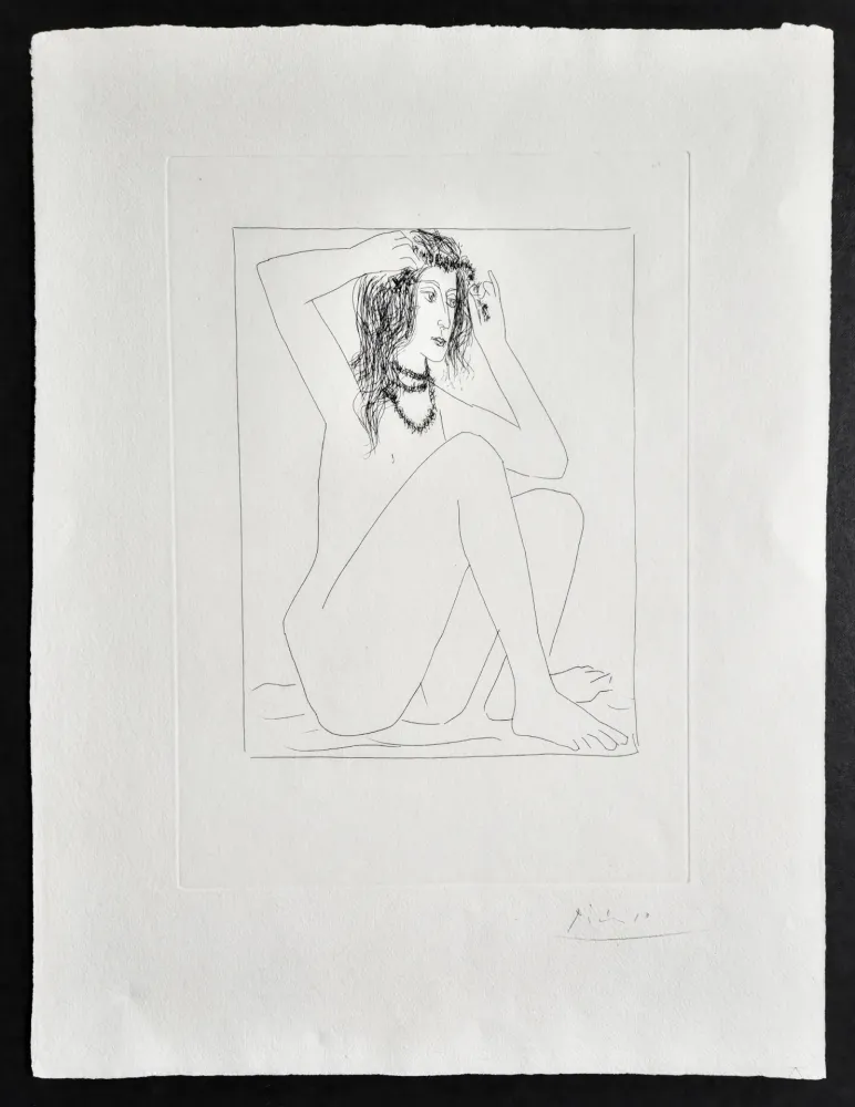 Etching Picasso -  Femme Nue se Couronnant de Fleurs