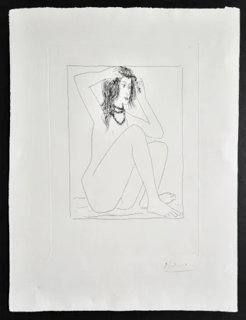 Etching Picasso -  Femme Nue se Couronnant de Fleurs