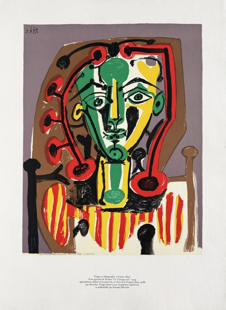 Lithograph Picasso - Figure au Corsage rayé (Figure with Striped Bodice)