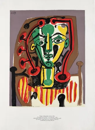 Lithograph Picasso - Figure au Corsage rayé (Figure with Striped Bodice)