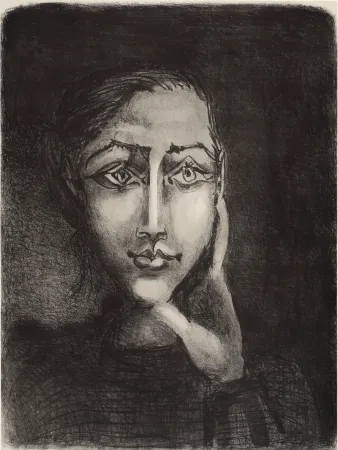 Lithograph Picasso - Françoise sur fond gris