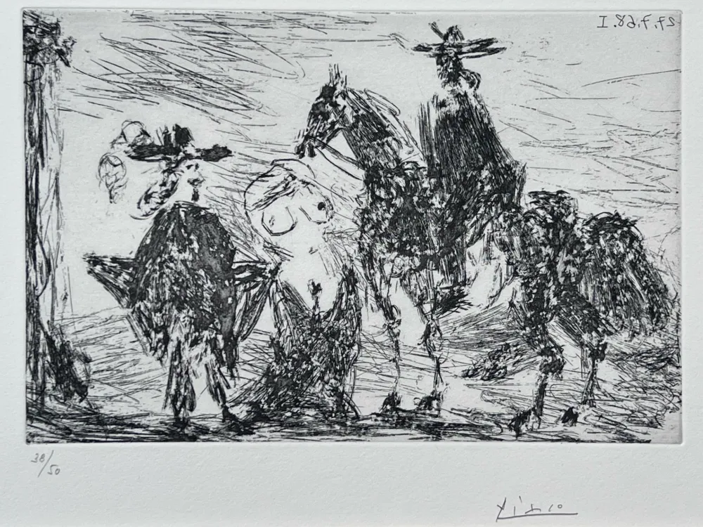 Engraving Picasso - Gentilhomme, femme honteuse et reître 