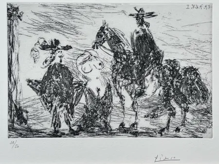 Engraving Picasso - Gentilhomme, femme honteuse et reître 