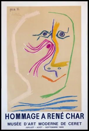 Lithograph Picasso - HOMMAGE A RENE CHAR MUSEE CERET