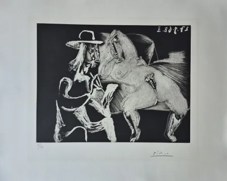 Etching Picasso - Homme au Chapeau dessinant à Côté d'une Femme offerte, from Séries 347