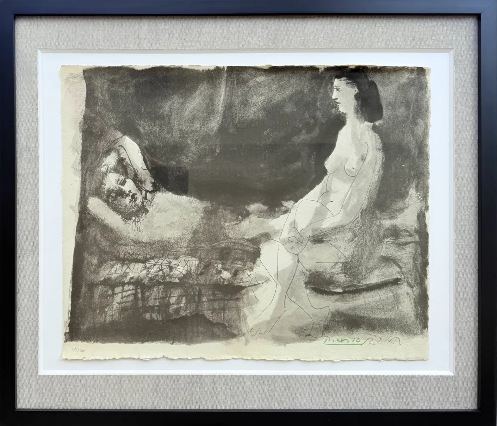 Lithograph Picasso - Homme couché et femme assise