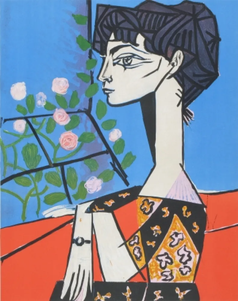 Lithograph Picasso - Jacqueline avec Fleurs