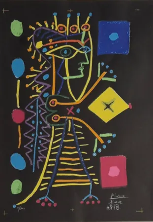 Lithograph Picasso - Jacqueline (La Dame aux Des)