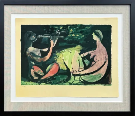 Lithograph Picasso - Joueur de diaule et nu