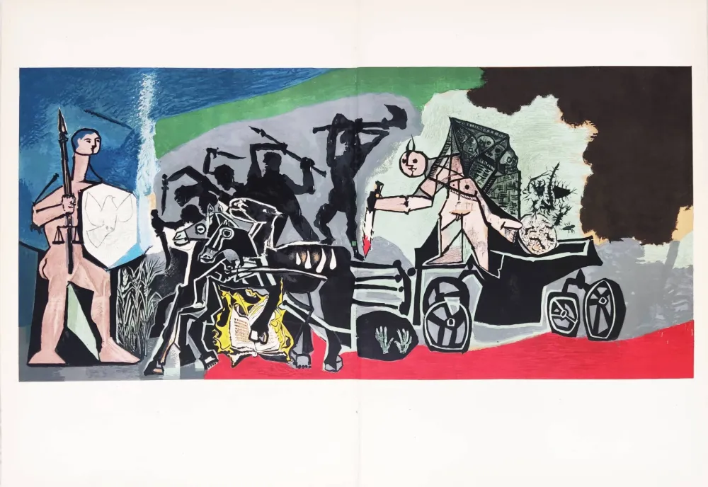 Lithograph Picasso - La Guerre et la Paix Rouge