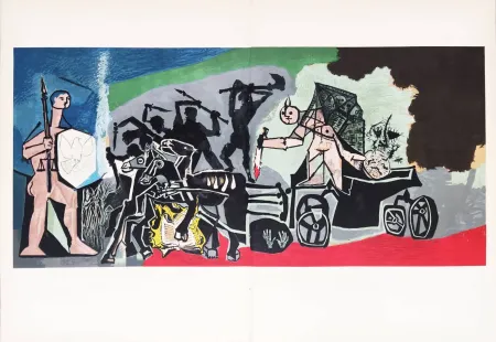 Lithograph Picasso - La Guerre et la Paix Rouge