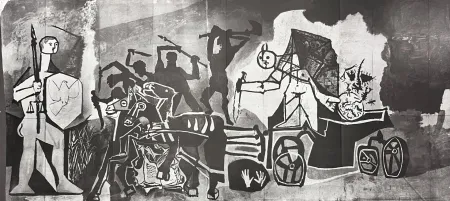 Lithograph Picasso - La Guerre et la Paix Rouge Collotype